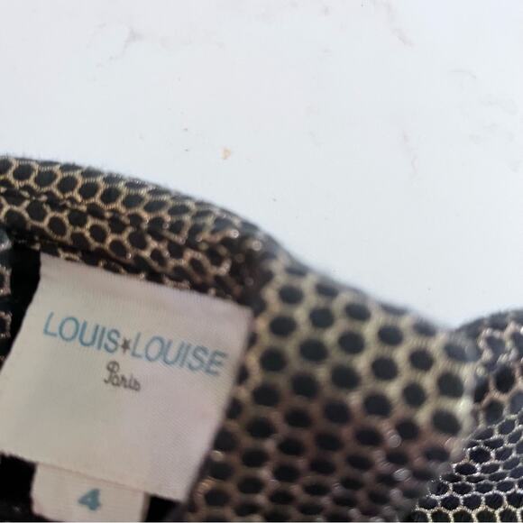 Louis Louise girls gold metallic A-line long sleeve dress size 4 - Picture 2 of 5